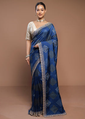 Blue Handloom Chiffon Pure Silk Saree With Blouse Piece