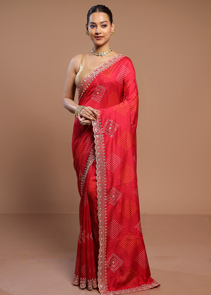 Red Handloom Chiffon Pure Silk Saree With Blouse Piece