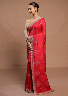 Red Handloom Chiffon Pure Silk Saree With Blouse Piece