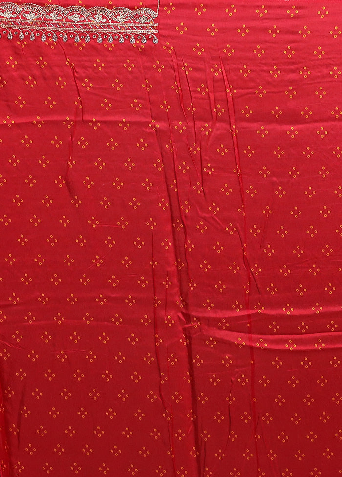 Red Handloom Chiffon Pure Silk Saree With Blouse Piece