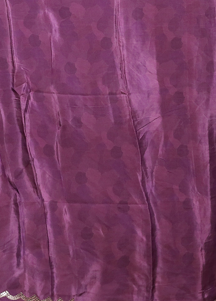 Purple Printed Pure Silk Saree Without Blouse Piece