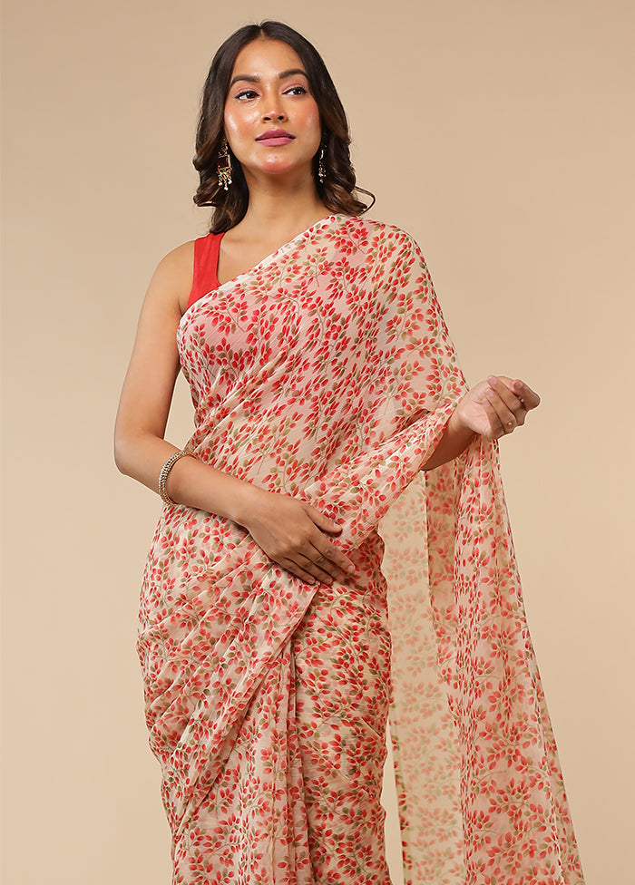 Pink Handloom Chiffon Pure Silk Saree Without Blouse Piece