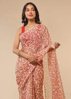 Pink Handloom Chiffon Pure Silk Saree Without Blouse Piece