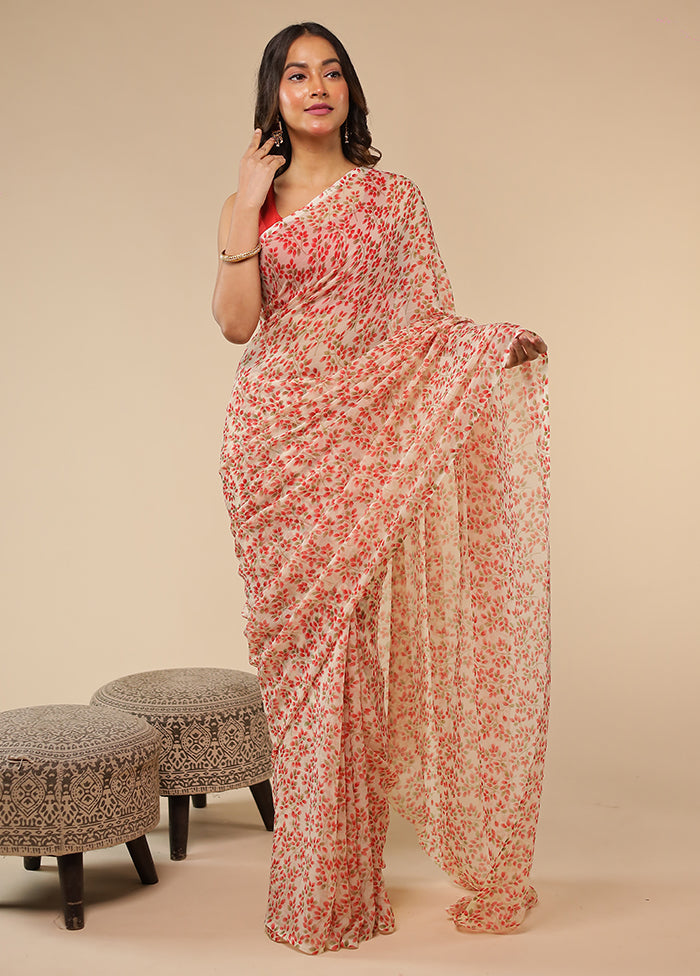 Pink Handloom Chiffon Pure Silk Saree Without Blouse Piece