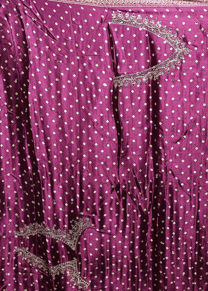 Purple Handloom Chiffon Pure Silk Saree With Blouse Piece