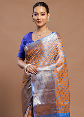 Rust Kora Silk Saree With Blouse Piece