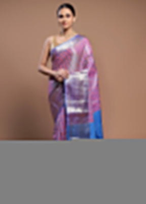 Pink Kora Silk Saree With Blouse Piece