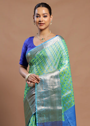 Green Kora Silk Saree With Blouse Piece