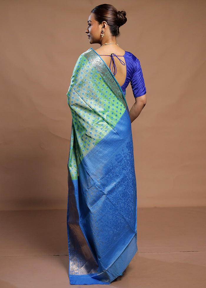 Green Kora Silk Saree With Blouse Piece