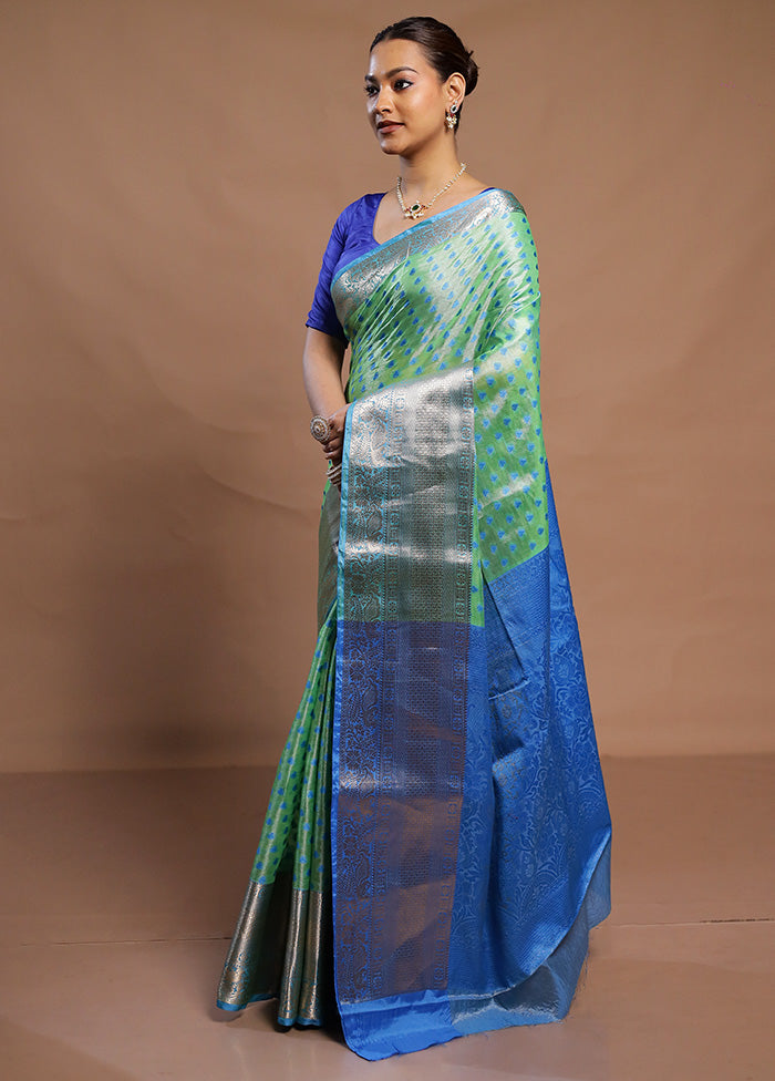 Green Kora Silk Saree With Blouse Piece