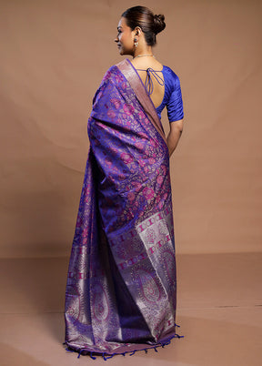 Purple Kanjivaram Silk Saree With Blouse Piece