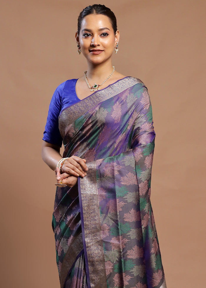 Blue Kanjivaram Silk Saree With Blouse Piece