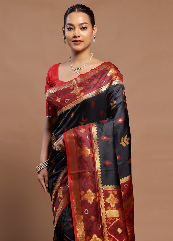 Black Dupion Silk Saree With Blouse Piece