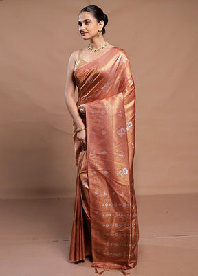 Rust Dupion Silk Saree With Blouse Piece