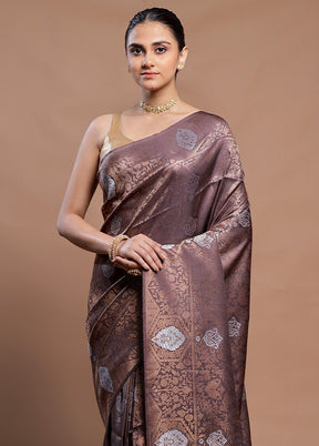 Grey Dupion Silk Saree With Blouse Piece