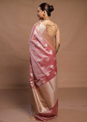 Pink Tissue Silk Saree With Blouse Piece