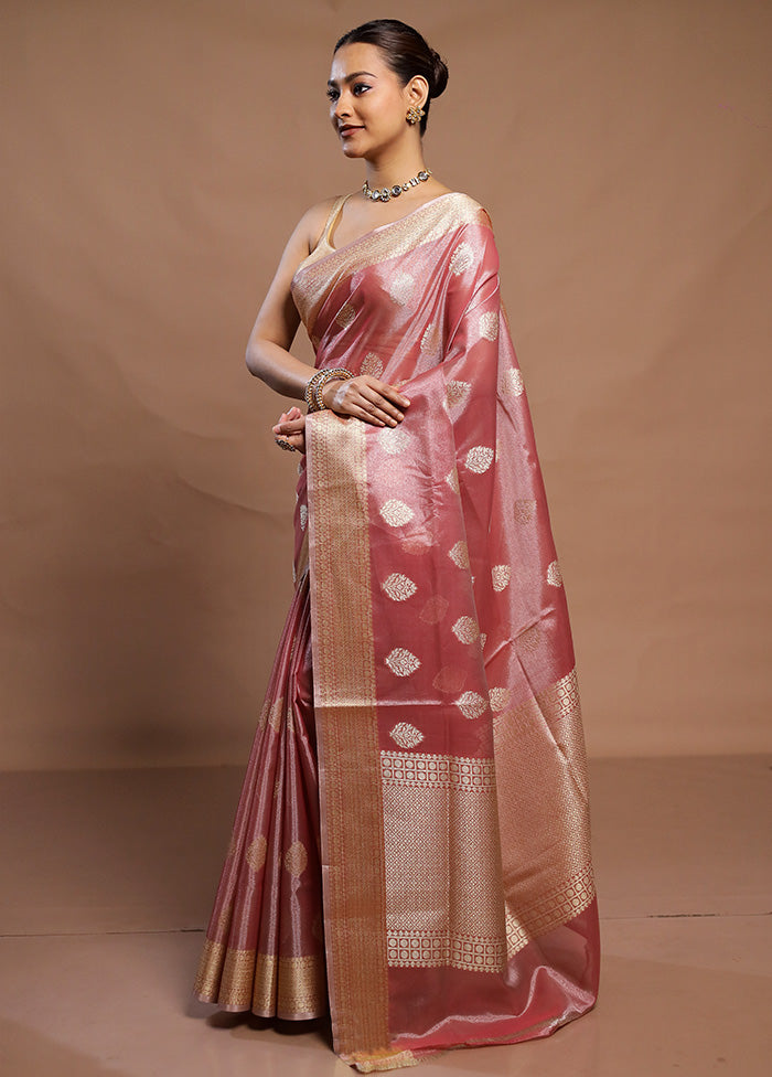 Pink Tissue Silk Saree With Blouse Piece