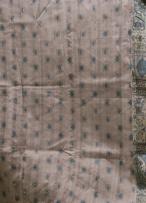 Cream Handloom Tussar Pure Silk Saree With Blouse Piece