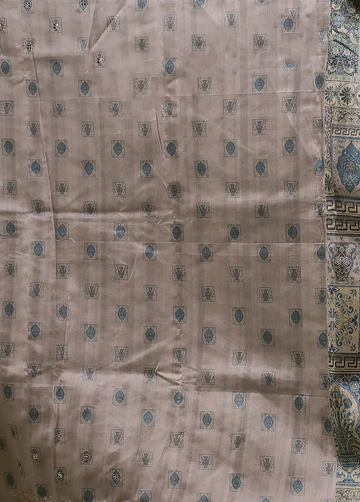 Cream Handloom Tussar Pure Silk Saree With Blouse Piece