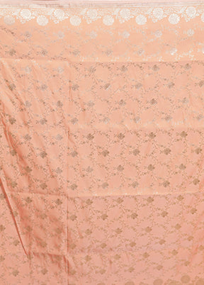 Peach Tanchoi Silk Saree With Blouse Piece