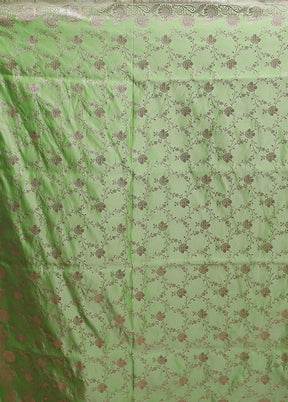 Green Tanchoi Silk Saree With Blouse Piece