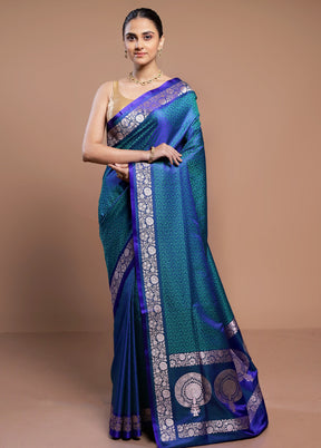 Blue Tanchoi Silk Saree With Blouse Piece