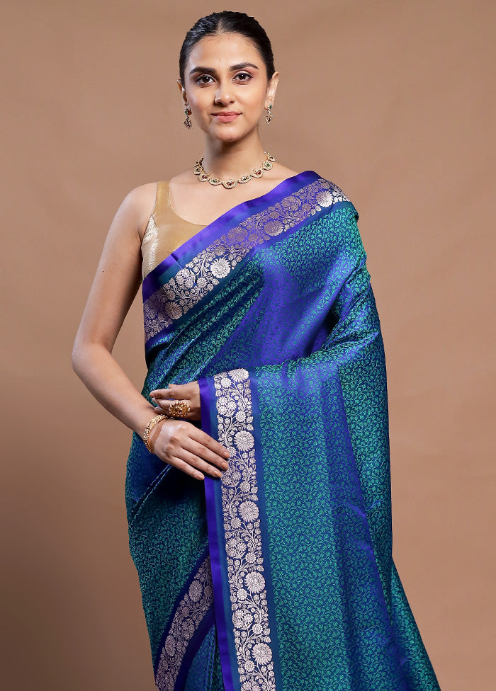 Blue Tanchoi Silk Saree With Blouse Piece