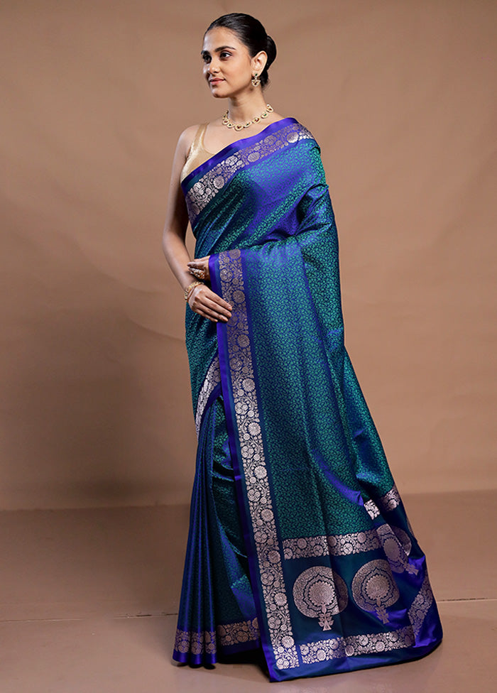 Blue Tanchoi Silk Saree With Blouse Piece