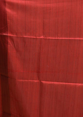 Red Tussar Silk Saree With Blouse Piece