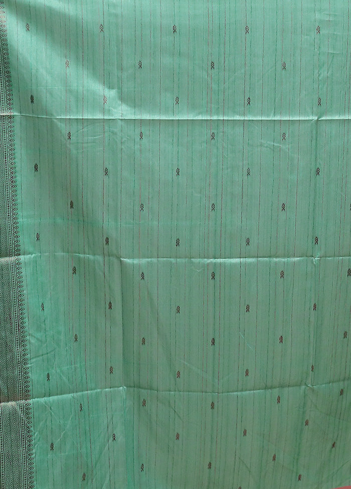 Green Tussar Silk Saree With Blouse Piece