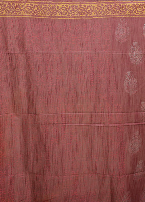 Maroon Linen Silk Saree With Blouse Piece