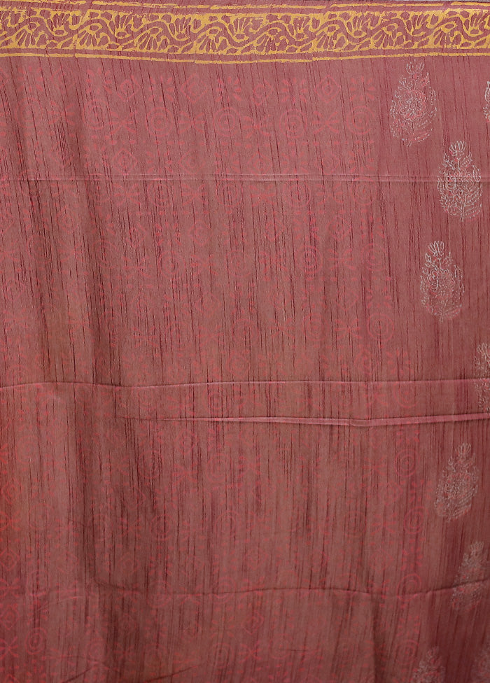 Maroon Linen Silk Saree With Blouse Piece