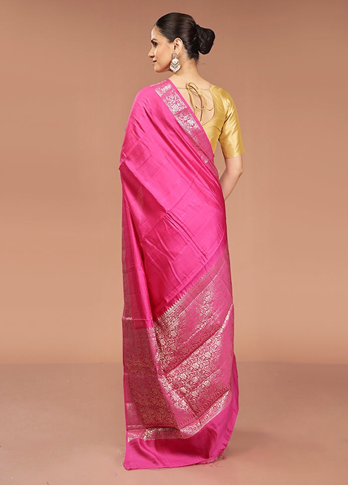 Pink Dupion Silk Saree With Blouse Piece