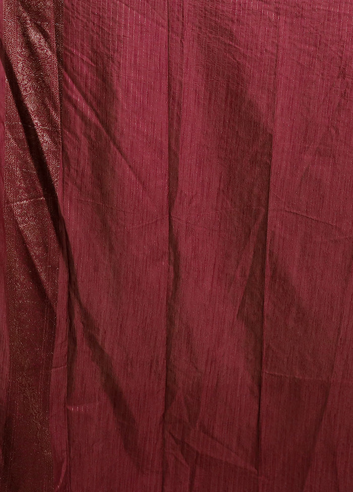 Maroon Dupion Silk Saree With Blouse Piece