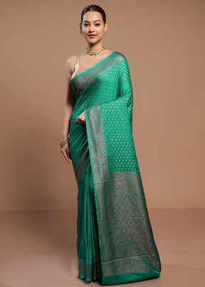 Green Dupion Silk Saree With Blouse Piece