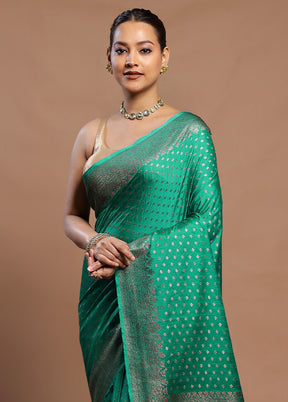 Green Dupion Silk Saree With Blouse Piece