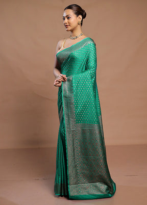 Green Dupion Silk Saree With Blouse Piece