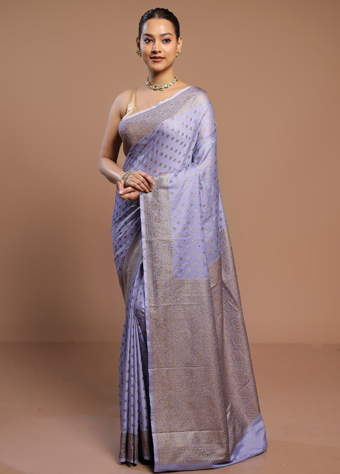 Blue Dupion Silk Saree With Blouse Piece