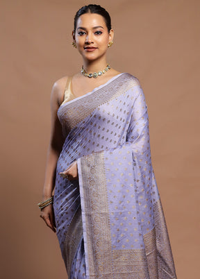 Blue Dupion Silk Saree With Blouse Piece