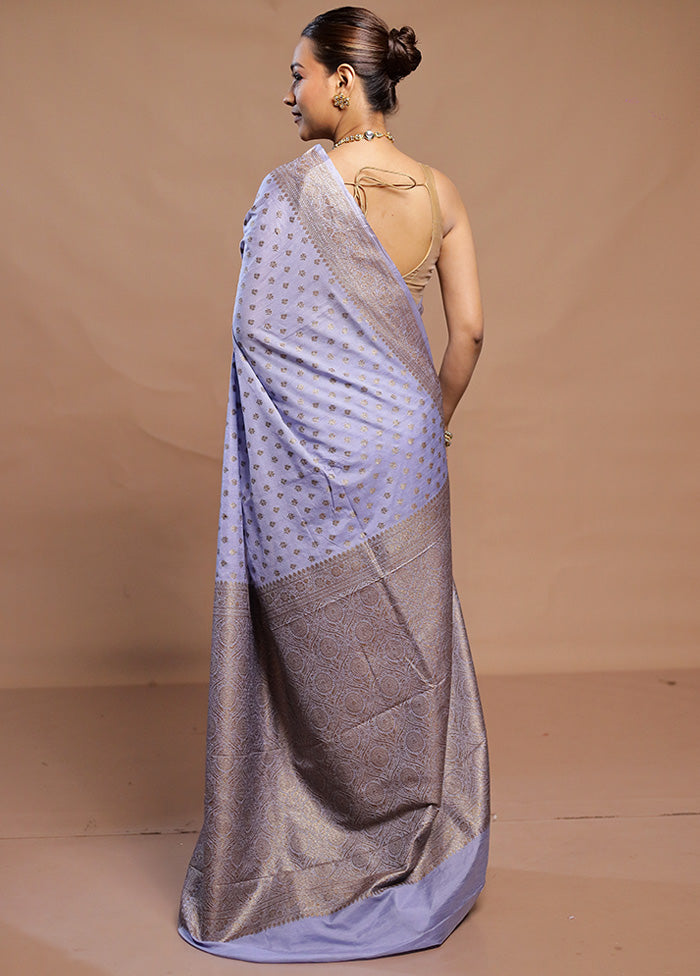 Blue Dupion Silk Saree With Blouse Piece