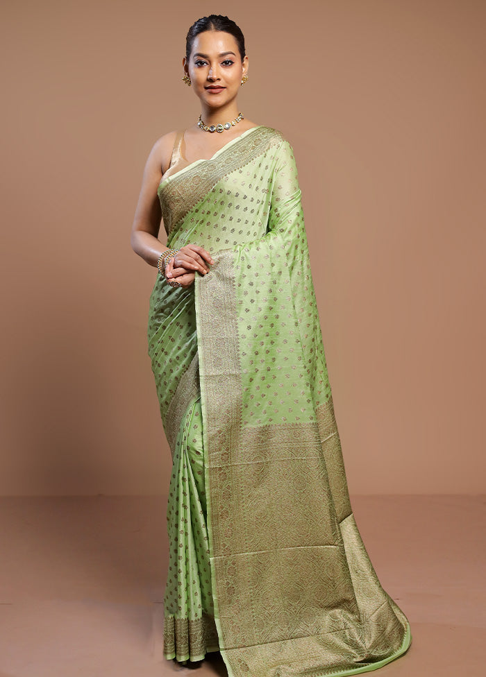 Green Dupion Silk Saree With Blouse Piece