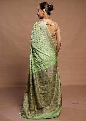 Green Dupion Silk Saree With Blouse Piece