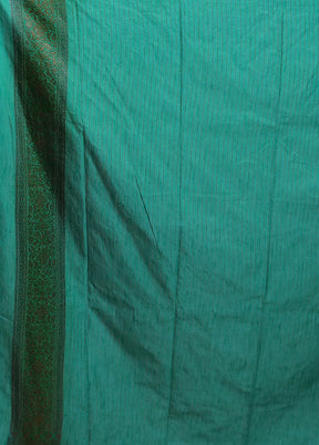 Green Dupion Silk Saree With Blouse Piece