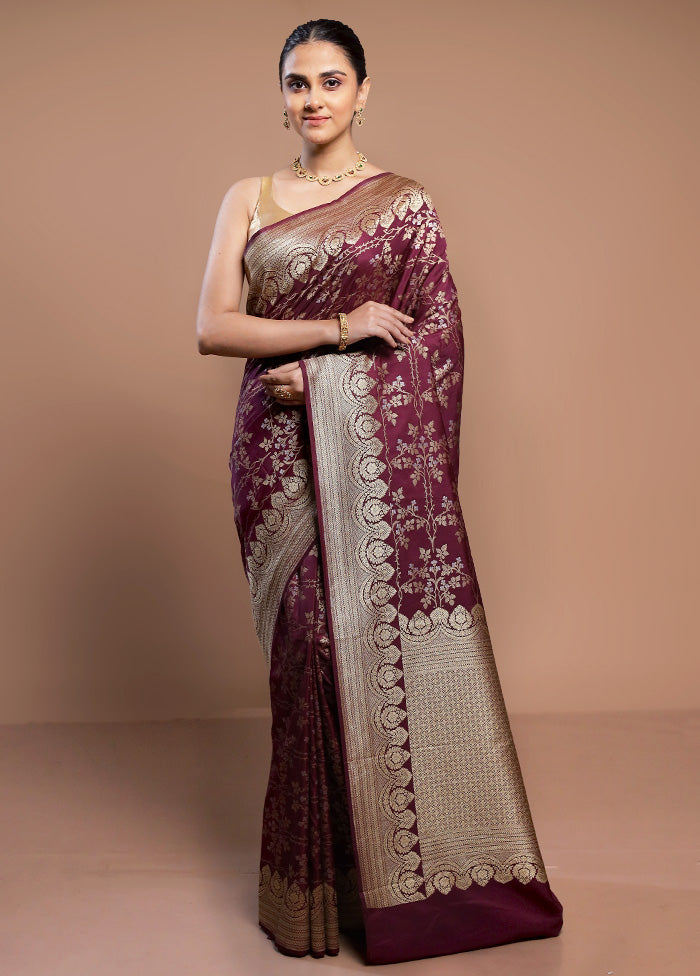 Purple Katan Silk Saree With Blouse Piece