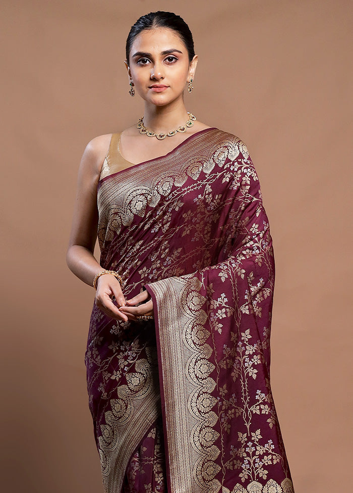 Purple Katan Silk Saree With Blouse Piece