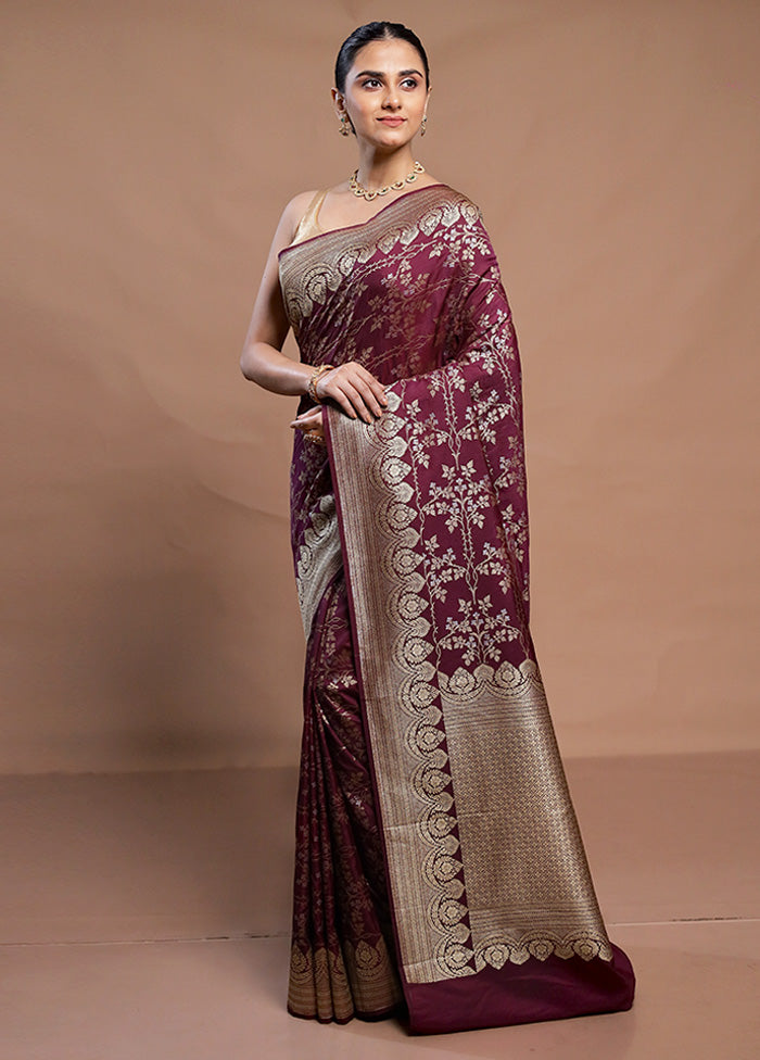 Purple Katan Silk Saree With Blouse Piece