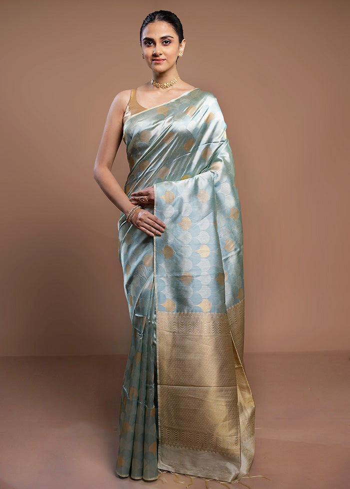 Green Tussar Silk Saree With Blouse Piece