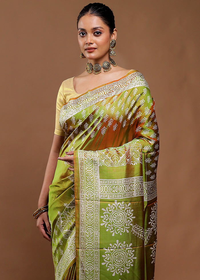 Green Pure Bishnupuri Silk Saree With Blouse Piece