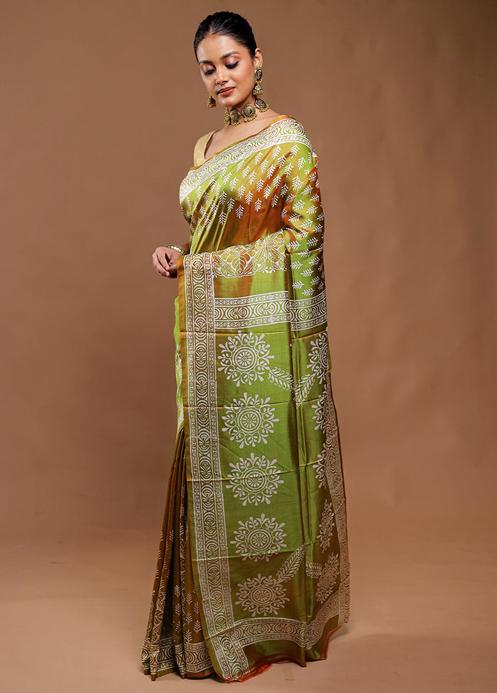 Green Pure Bishnupuri Silk Saree With Blouse Piece