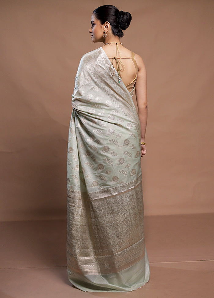 Green Dupion Silk Saree With Blouse Piece